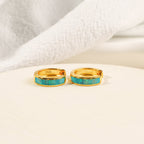 Opal Inlay Huggie Hoop Earrings
