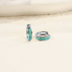 Opal Inlay Huggie Hoop Earrings