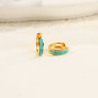 Opal Inlay Huggie Hoop Earrings