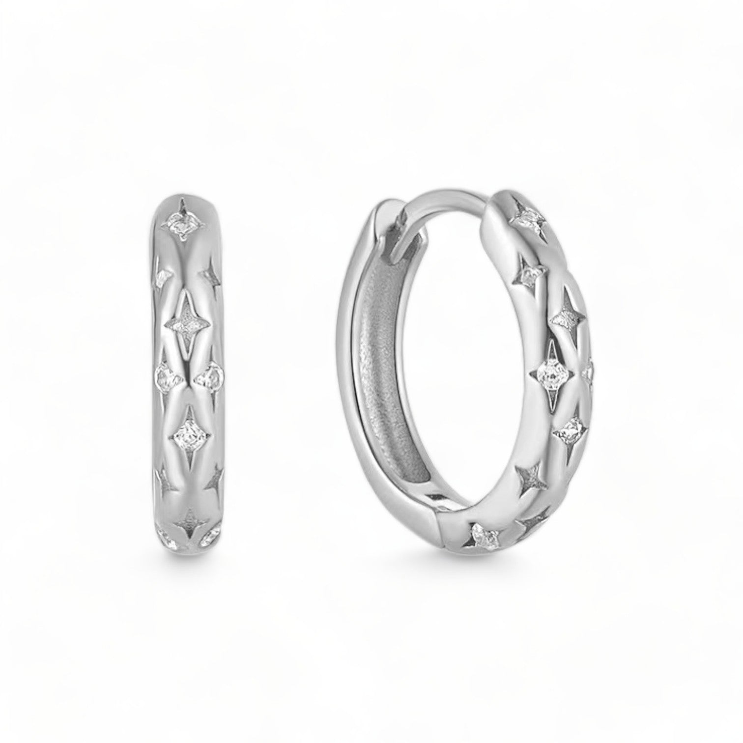 Falling Stars Huggie Hoop Earrings
