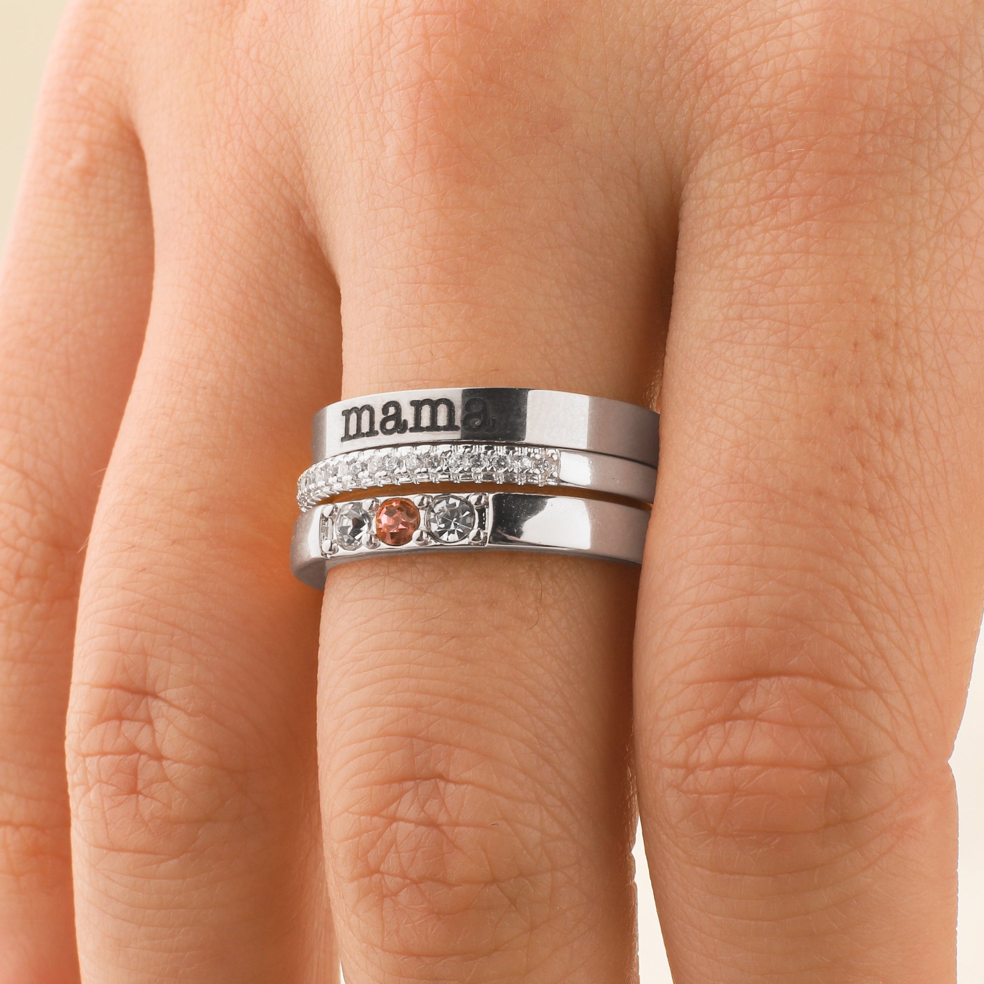 Personalized Name Birthstones Stacking Rings