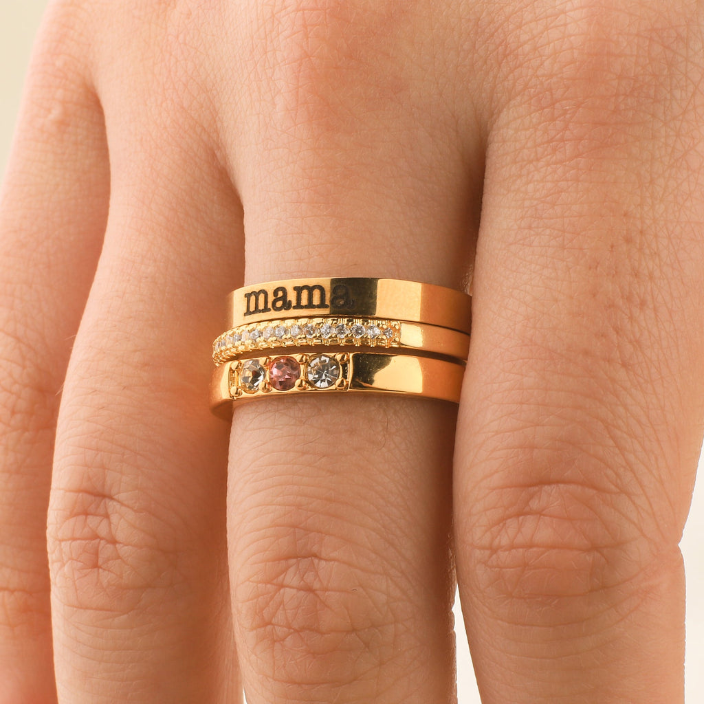 Personalized Name Birthstones Stacking Rings