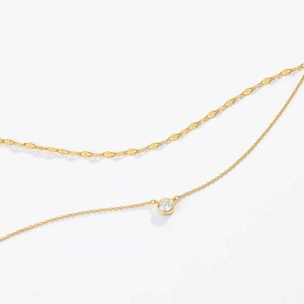 Classic Bezel Necklace and Petal Chain Set