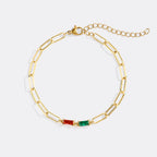 Baguette Birthstone Paperclip Bracelet