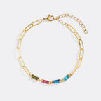 Baguette Birthstone Paperclip Bracelet