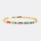 Baguette Birthstone Paperclip Bracelet