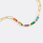 Baguette Birthstone Paperclip Bracelet