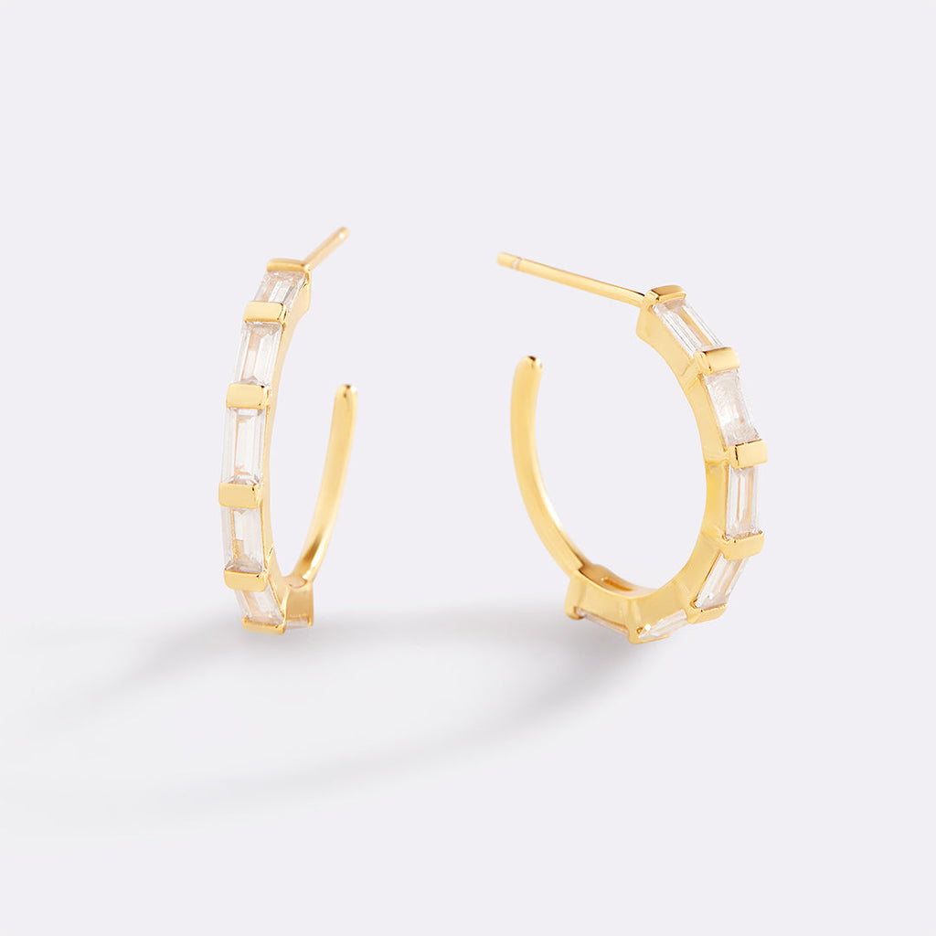 Baguette Diamond Hoop Earrings