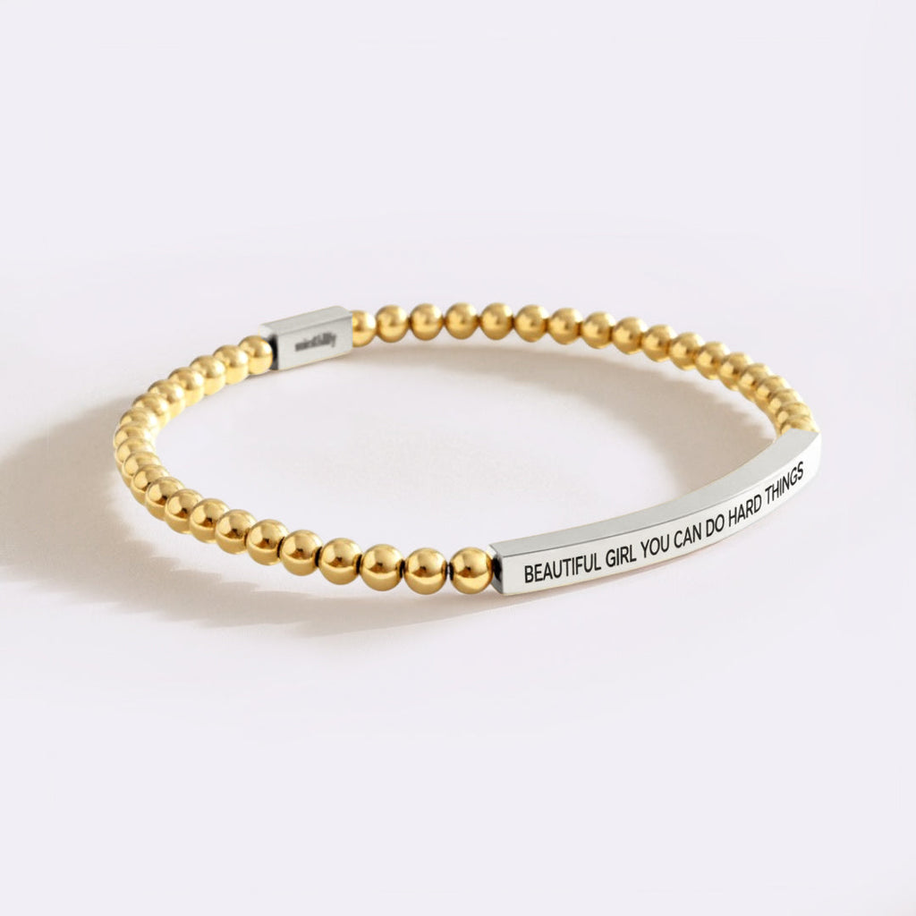 Beautiful Girl You Can Do Hard Things Beaded Inspire Bracelet