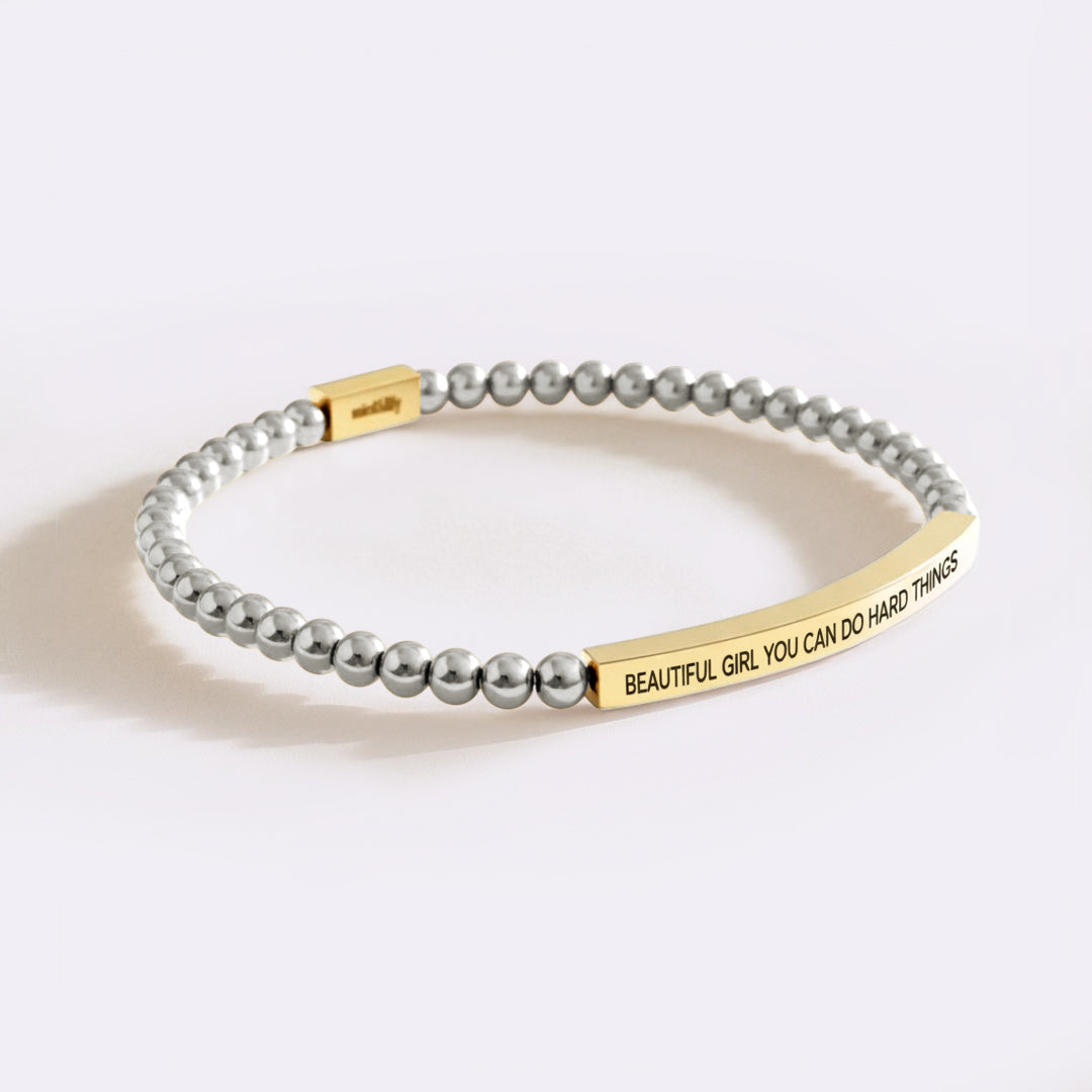 Beautiful Girl You Can Do Hard Things Beaded Inspire Bracelet