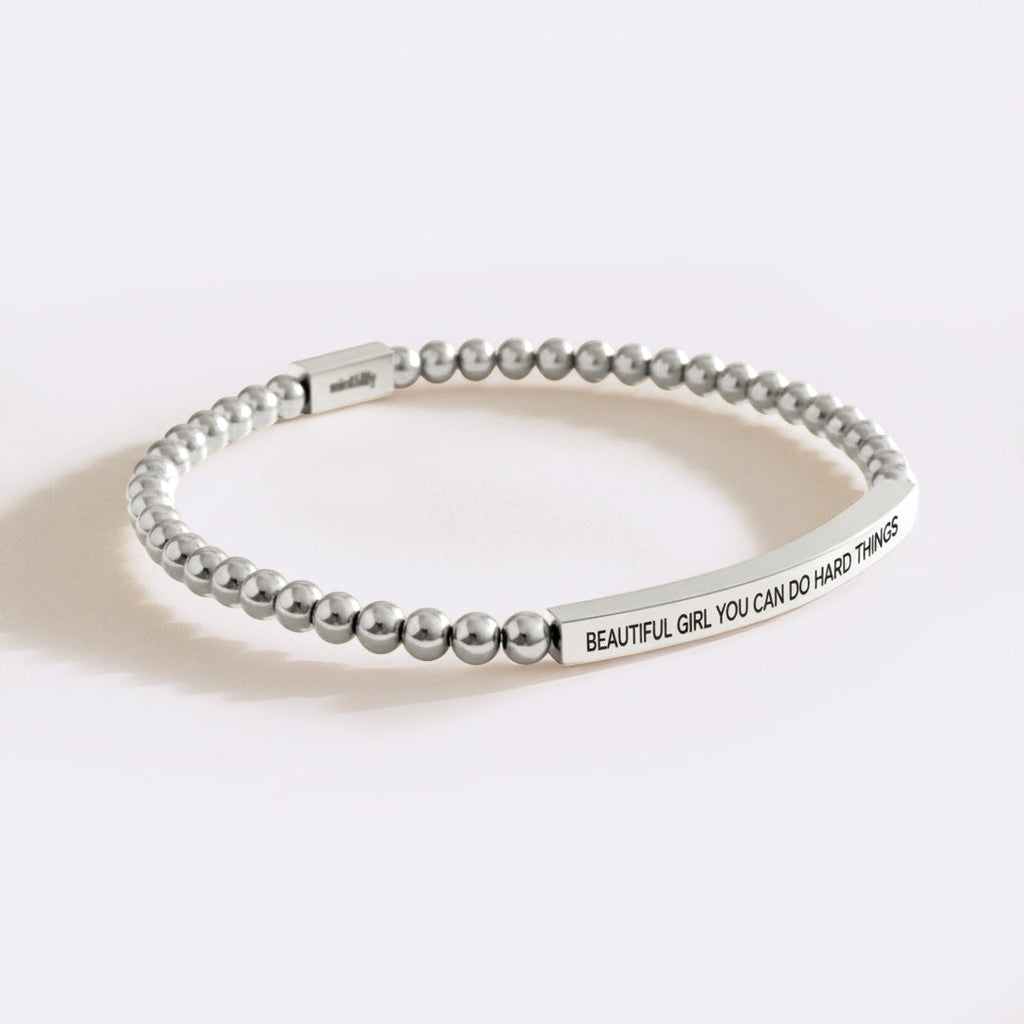 Beautiful Girl You Can Do Hard Things Beaded Inspire Bracelet