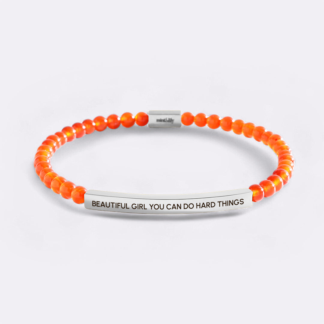 Beautiful Girl You Can Do Hard Things Beaded Inspire Bracelet
