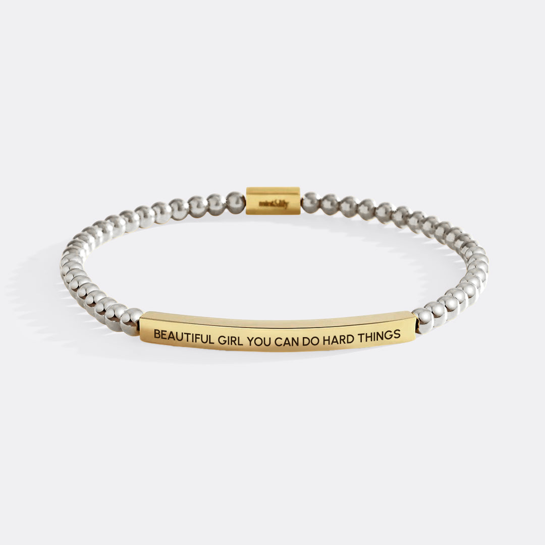 Beautiful Girl You Can Do Hard Things Beaded Inspire Bracelet