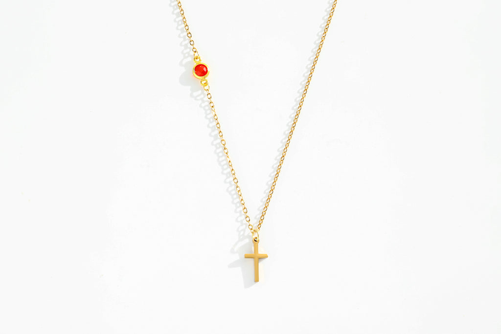 Birthstone Cross Necklace