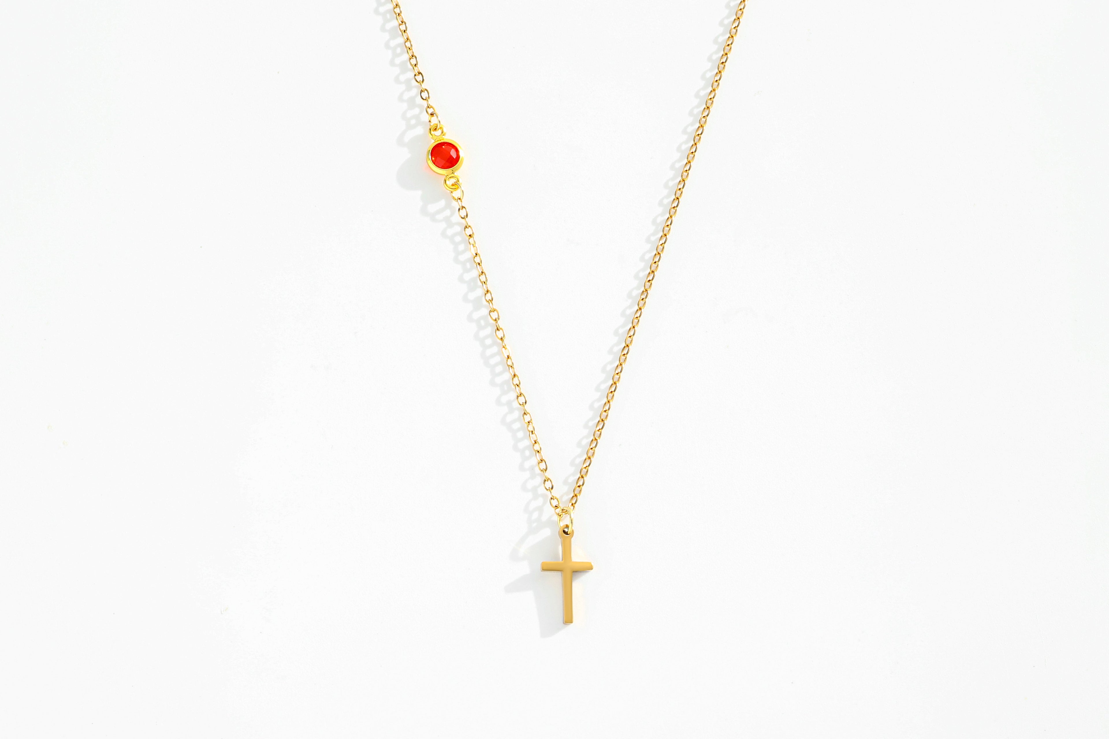 Birthstone Cross Necklace