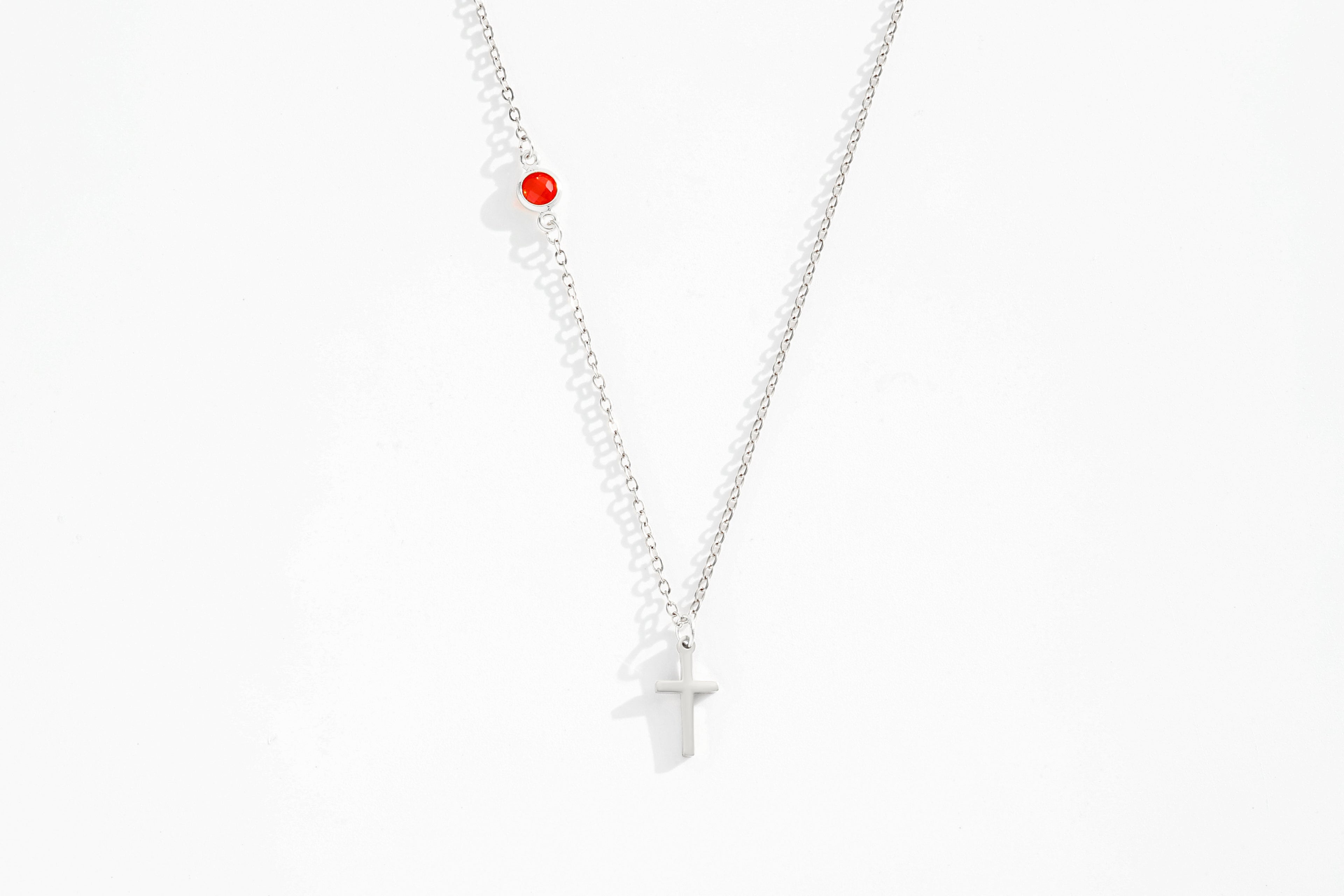 Birthstone Cross Necklace