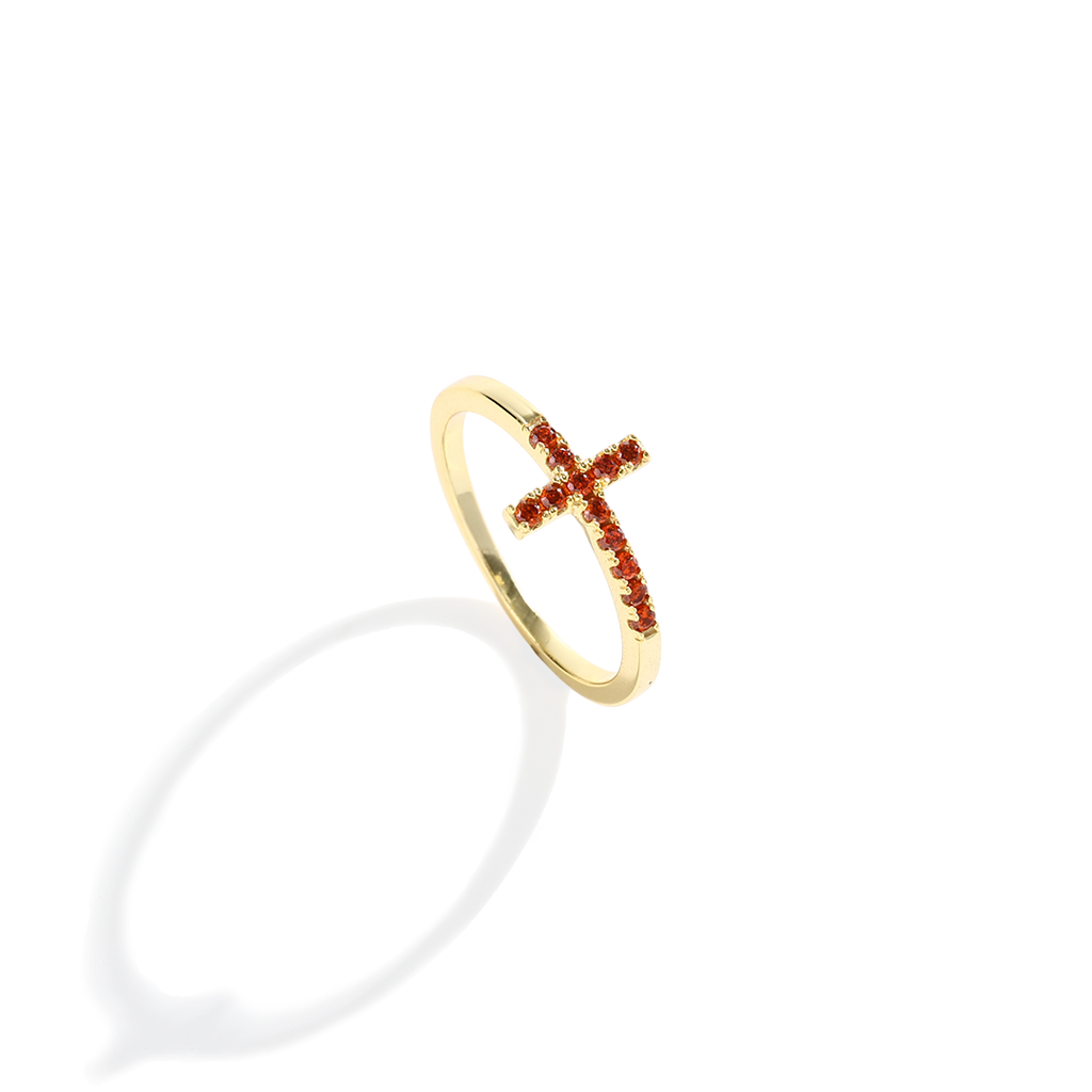 Birthstone Cross Ring