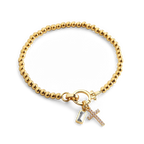 Cross Charm Birthstone Bracelet