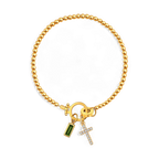 Cross Charm Birthstone Bracelet