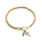 Cross Charm Birthstone Bracelet