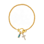 Cross Charm Birthstone Bracelet