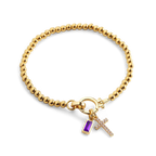 Cross Charm Birthstone Bracelet