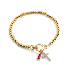 Cross Charm Birthstone Bracelet