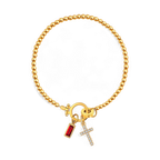 Cross Charm Birthstone Bracelet