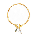 Cross Charm Birthstone Bracelet