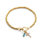 Cross Charm Birthstone Bracelet