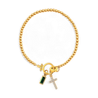 Cross Charm Birthstone Bracelet