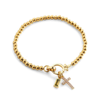 Cross Charm Birthstone Bracelet