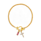Cross Charm Birthstone Bracelet