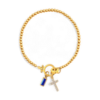 Cross Charm Birthstone Bracelet