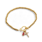 Cross Charm Birthstone Bracelet