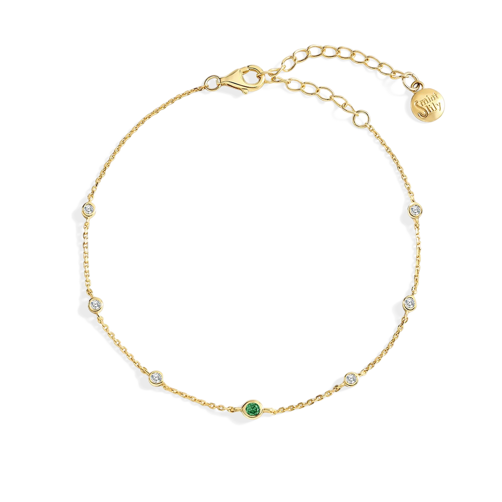 May Birthstone Station Bracelet