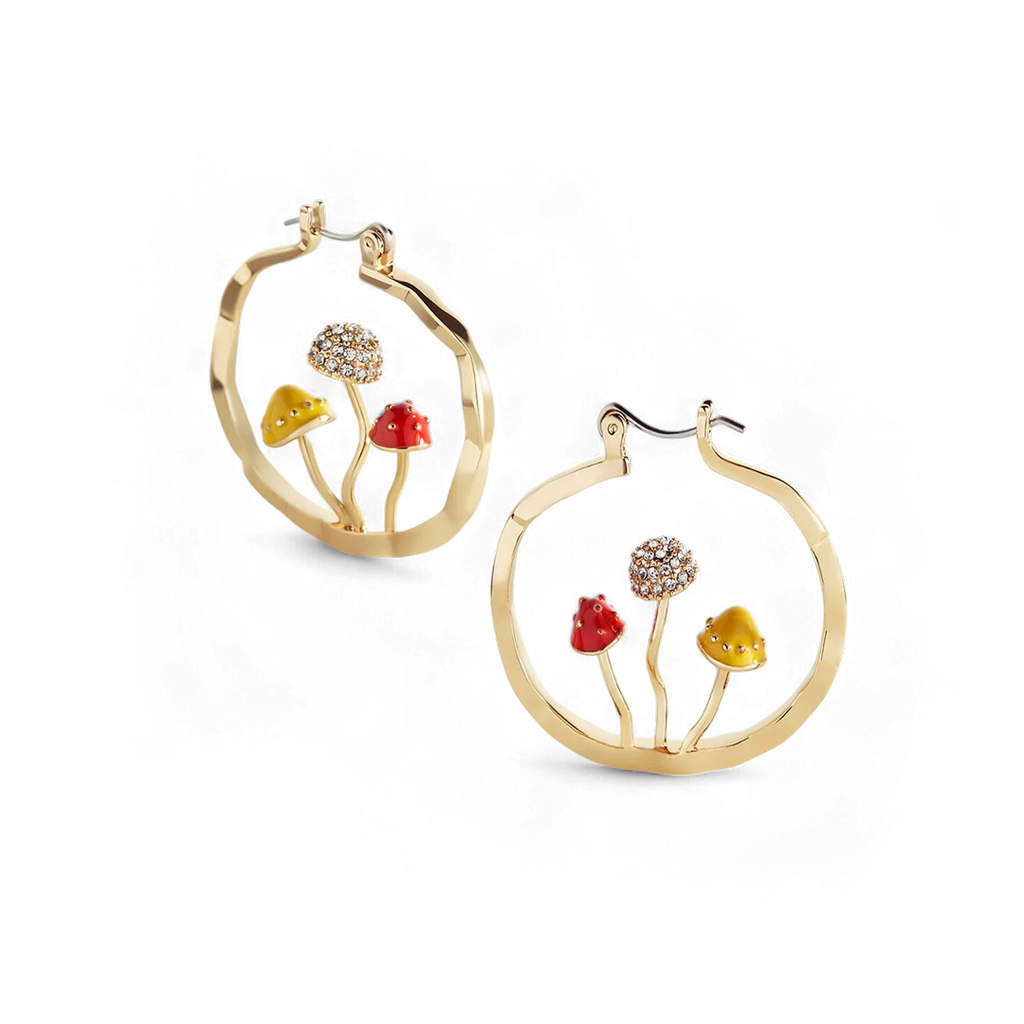 Boho Mushroom Hoop Earrings