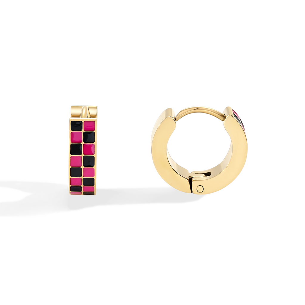 Checkered Hoop Earrings