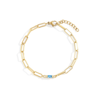 Dainty Birthstone Baguette Paperclip Bracelet