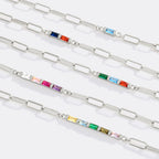 Dainty Birthstone Baguette Paperclip Bracelet