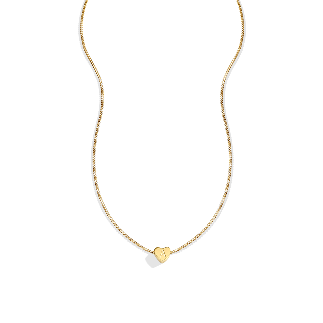 Dainty Heart Stacking Initial Necklace