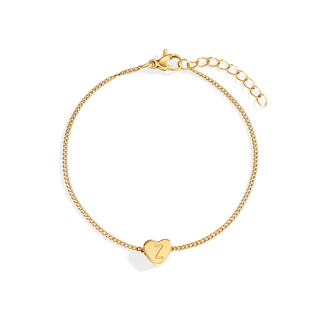 Dainty Initial Heart Bracelet