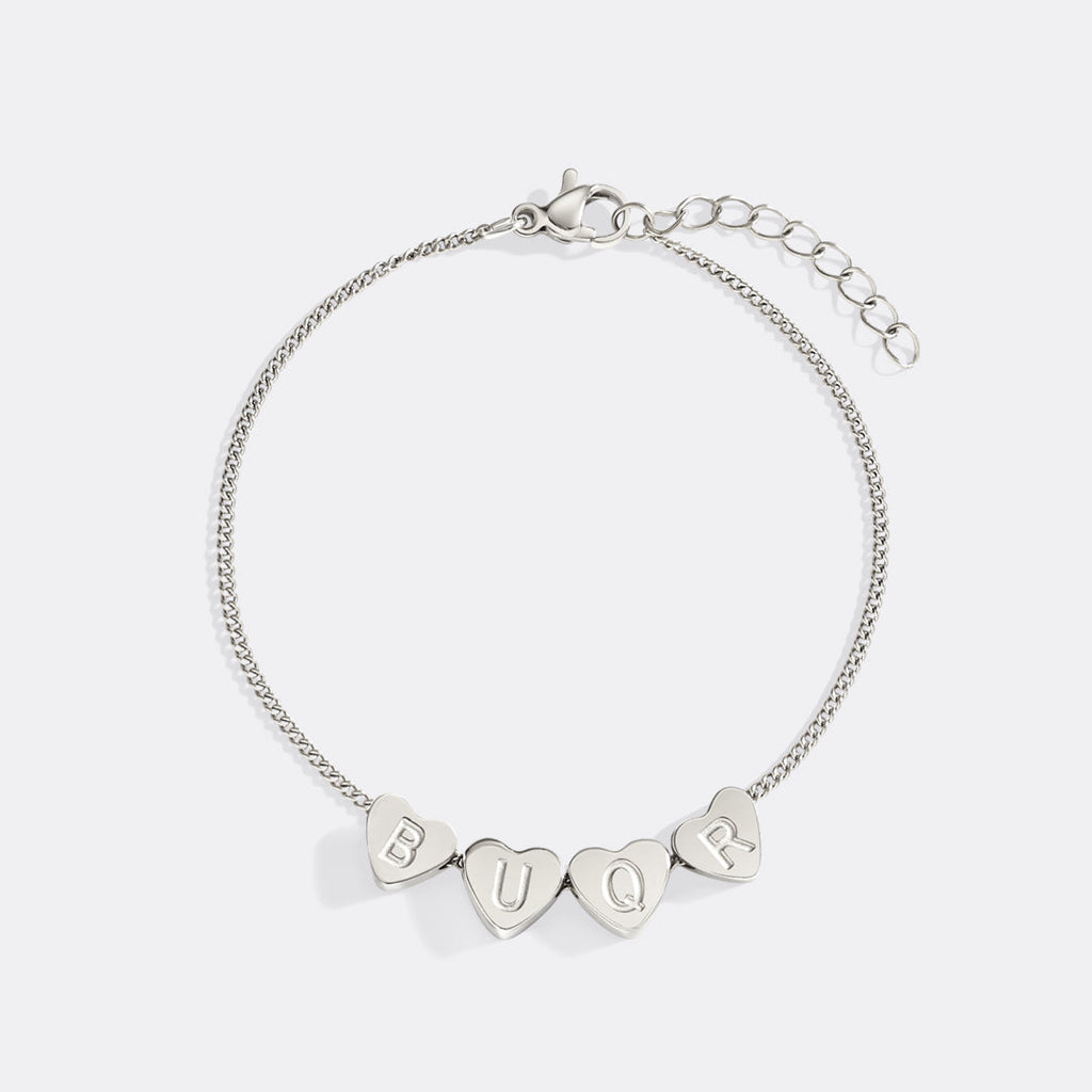 Dainty Initial Heart Bracelet