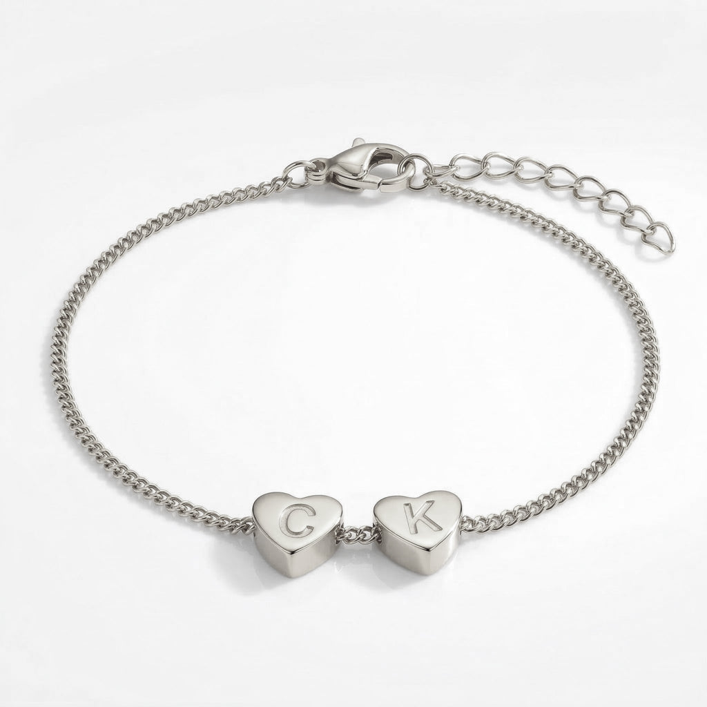 Dainty Initial Heart Bracelet
