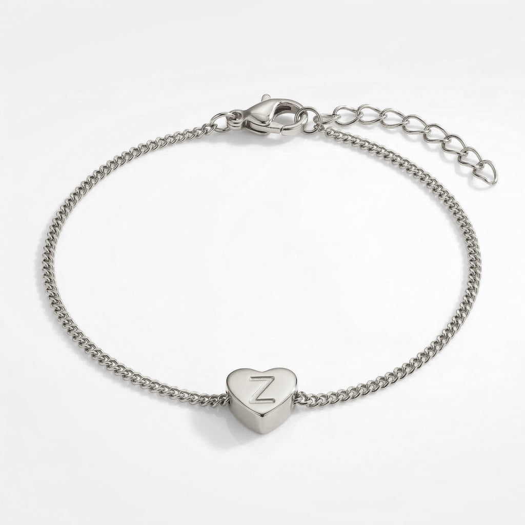 Dainty Initial Heart Bracelet