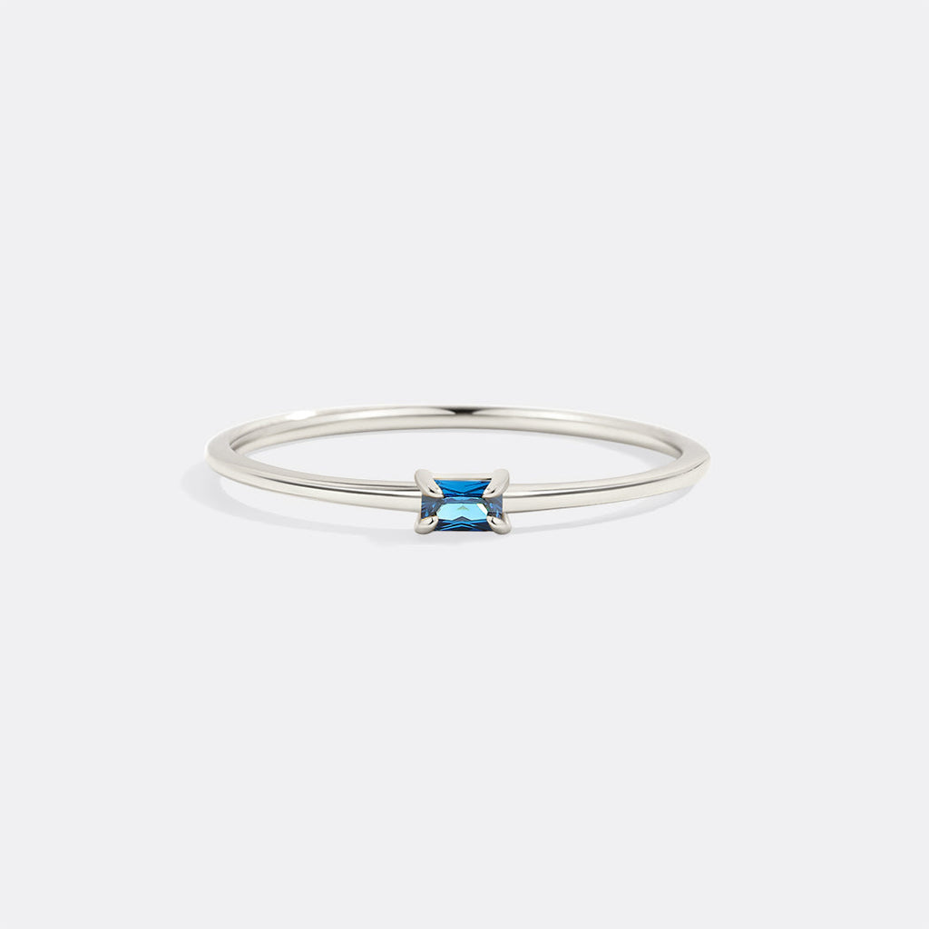 Dainty Baguette Birthstone Stacking Ring