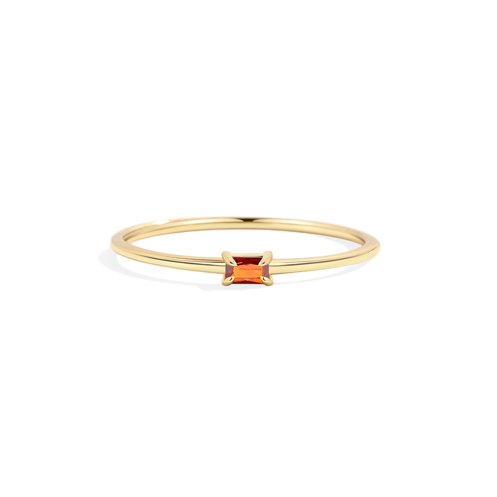 Dainty Baguette Birthstone Stacking Ring