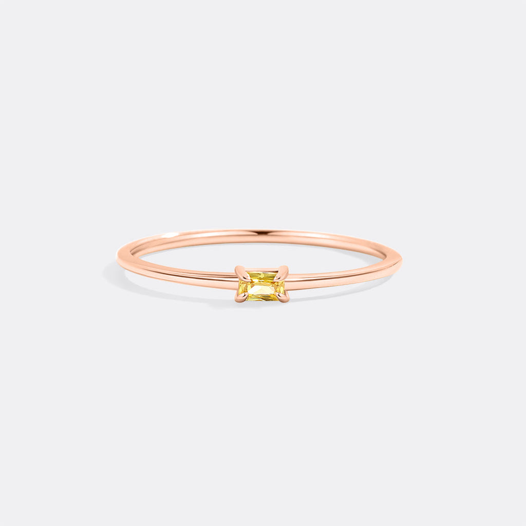 Dainty Baguette Birthstone Stacking Ring