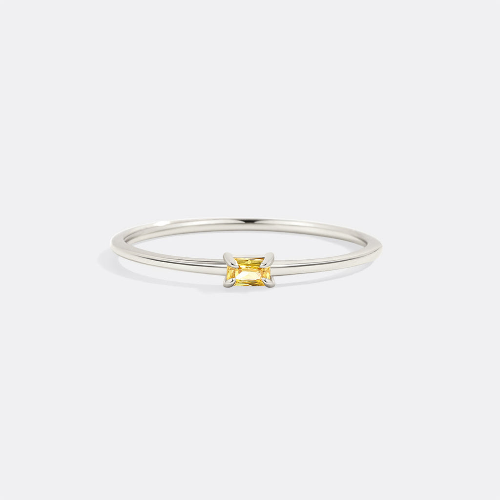 Dainty Baguette Birthstone Stacking Ring