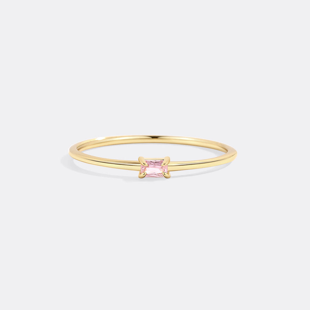 Dainty Baguette Birthstone Stacking Ring